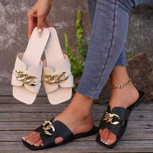 Dame elegante sandaler med trendy kædeaccent og komfortabel sål Stilla
