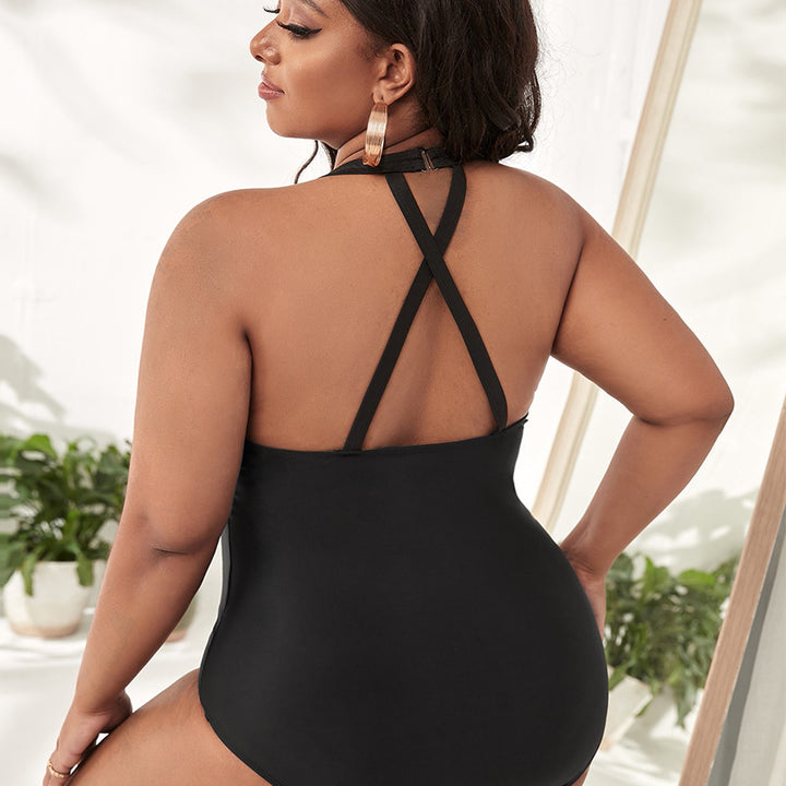 Dame one-piece badedragt med forførende dyremønster og transparente indsatser Skovae