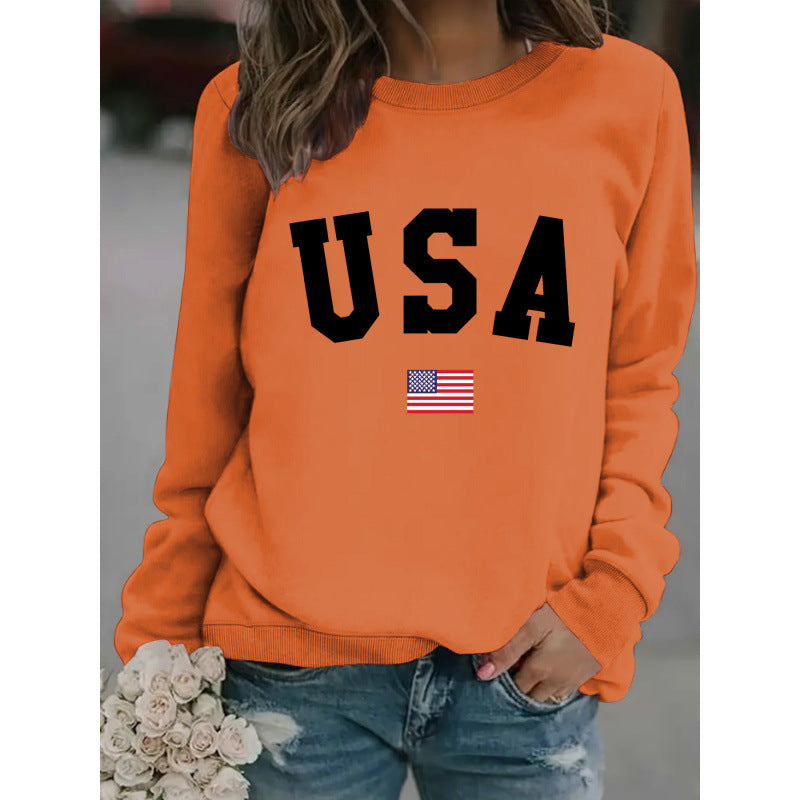 Kvinders sweatshirt med moderne USA udtalelse og hyggelig pasform Skovae