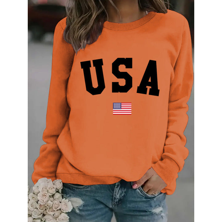 Kvinders sweatshirt med moderne USA udtalelse og hyggelig pasform Skovae