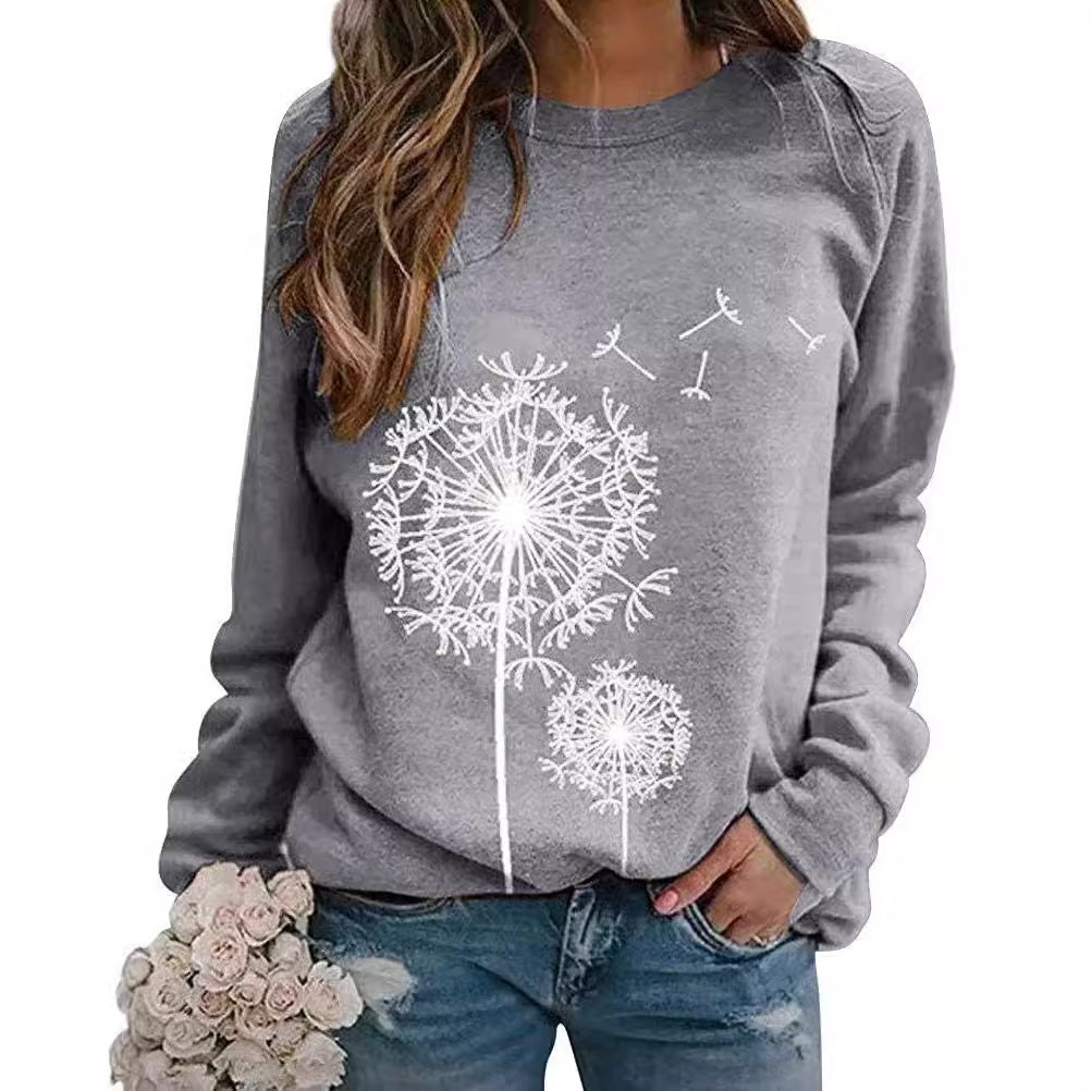 Kvinders sweatshirt med elegant mælkebøtte motiv Skovae