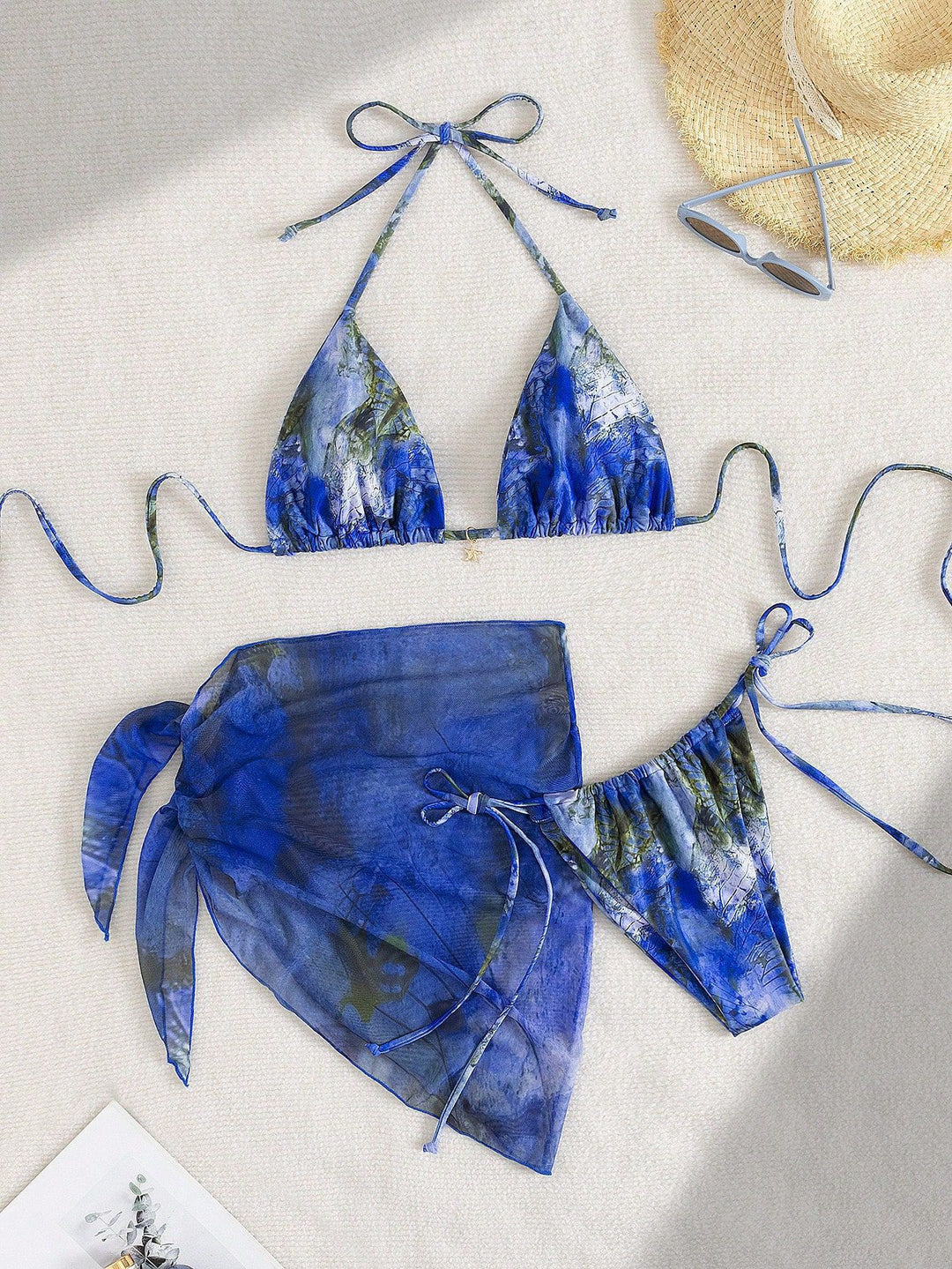 Dame Triangel-Bikini med blomsterdesign Skovae