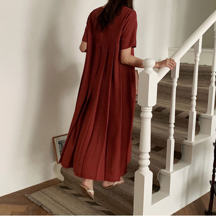Dame Plissé-Maxikjole med vidde snit og elegante detaljer Stilla