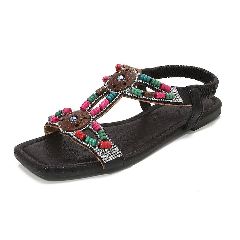Dame sandaler med farverige perler og glimmerdetaljer Stilla