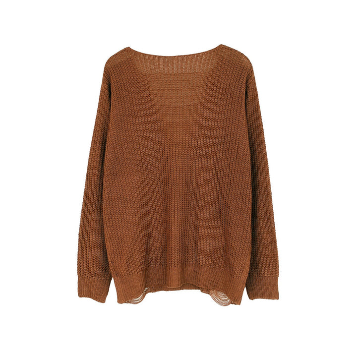 Dame afslappet strikpullover med raffinerede frynser Stilla