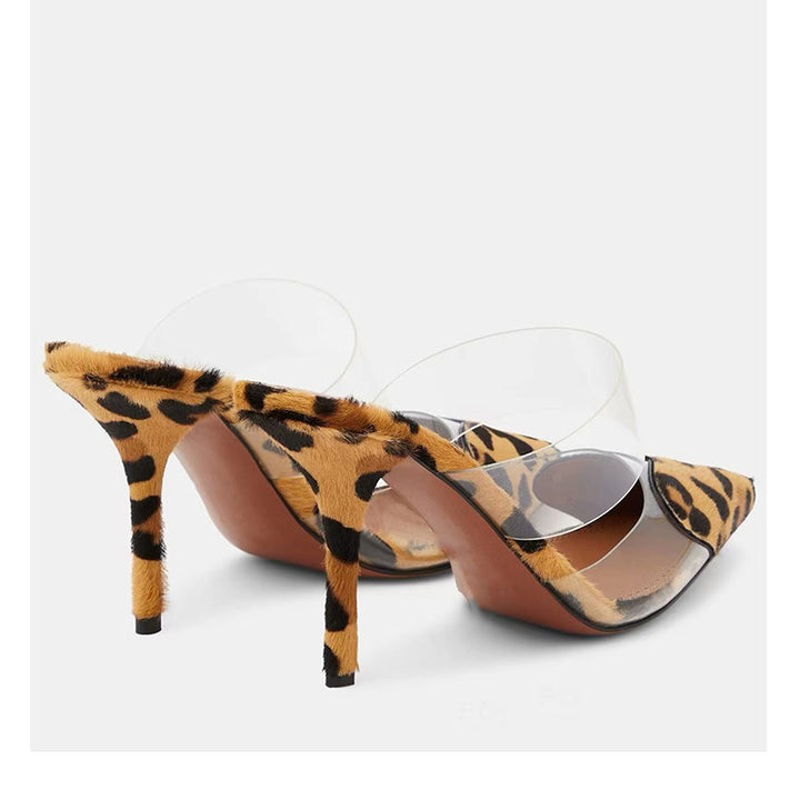 Femme Transparent Leopardenmønster Hæl Mules Stilla
