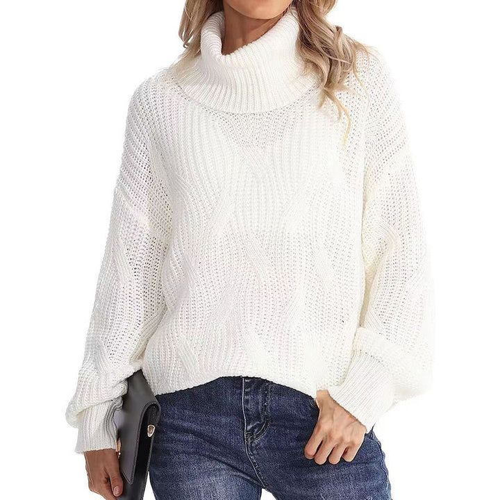 Kvinders strikkede sweater med høj krave og struktureret stingudseende Stilla