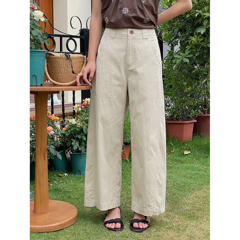 Dame bred High-Waist Bukser i urbant stil med elastisk talje og sidelommer Stilla