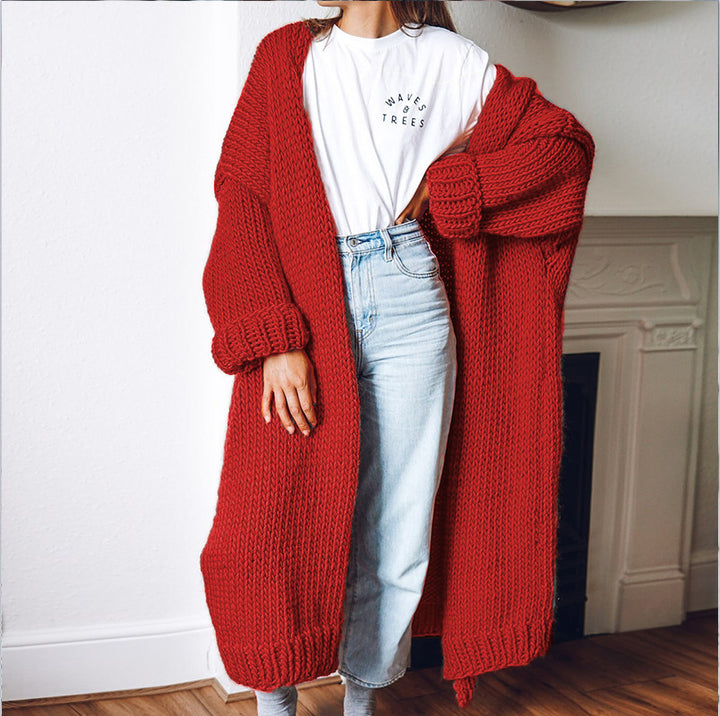 Kvinders chunky strik cardigan med behagelig oversized pasform og dybe lommer Stilla