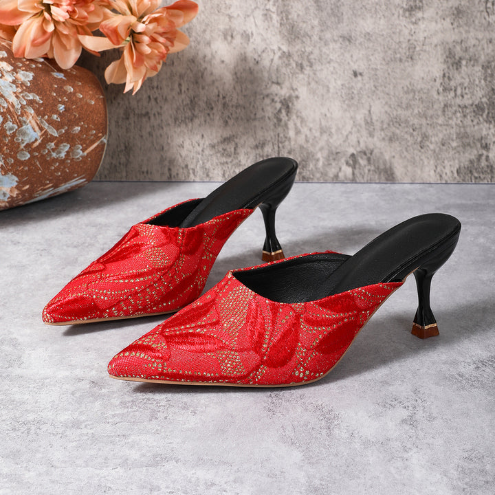 Damer Elegant Pantolette med filigran spidsmønster og stilfuld hældesign Stilla