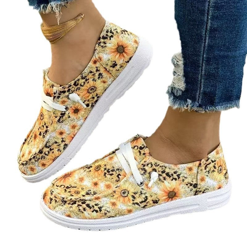 Dame Designer fritidssko med blomstermønster og komfortabel sål Stilla