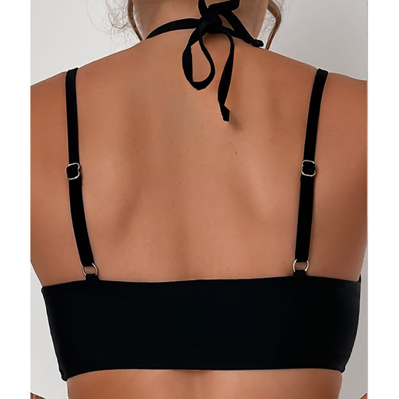 Dame sportiv bikini top med raffineret snit og gennemsigtig detalje Skovae