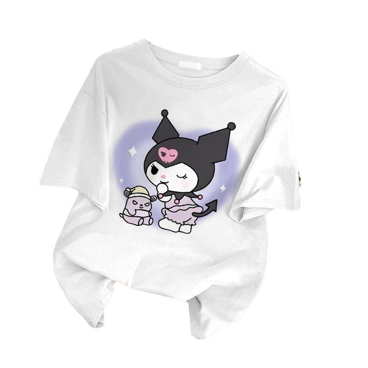 Dame T-Shirt med sødt cartoon-motiv og afslappet oversized snit Stilla