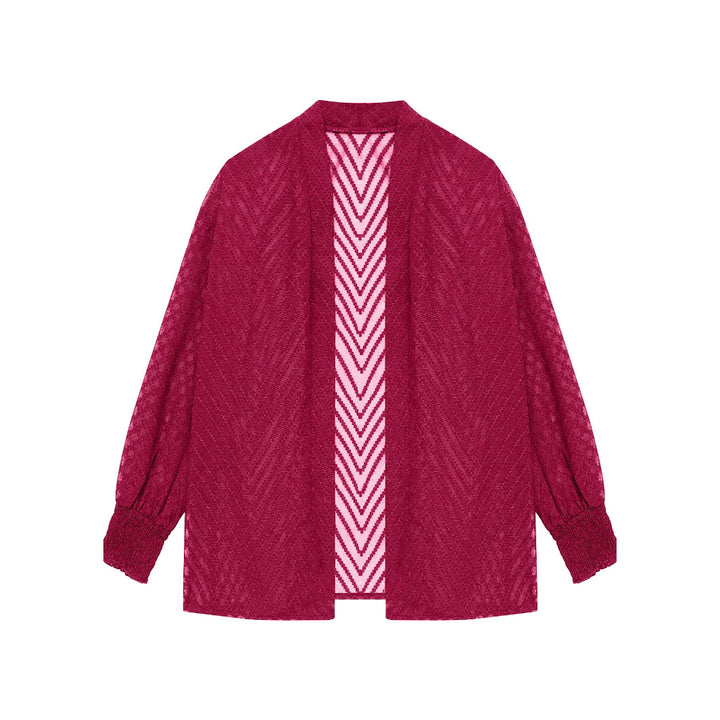 Dame luftig Kimono-jakke med moderigtigt zigzag-mønster og elegante trompetærmer Stilla