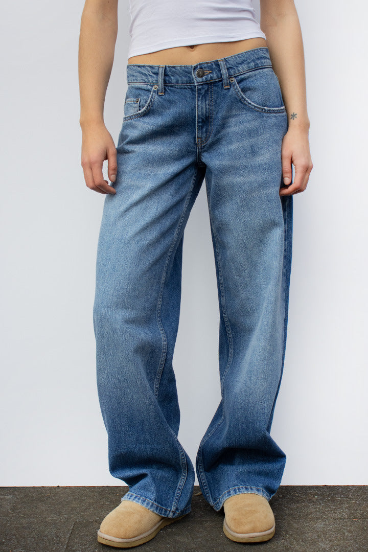 Dame brede High-Waist Jeans med afslappet snit og unikke vaskninger Stilla