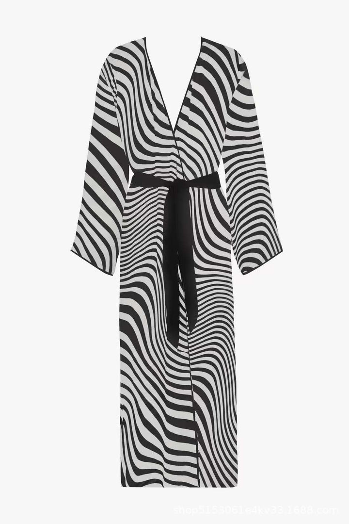 Dame Strandkimono med eksotisk dyremønster Stilla