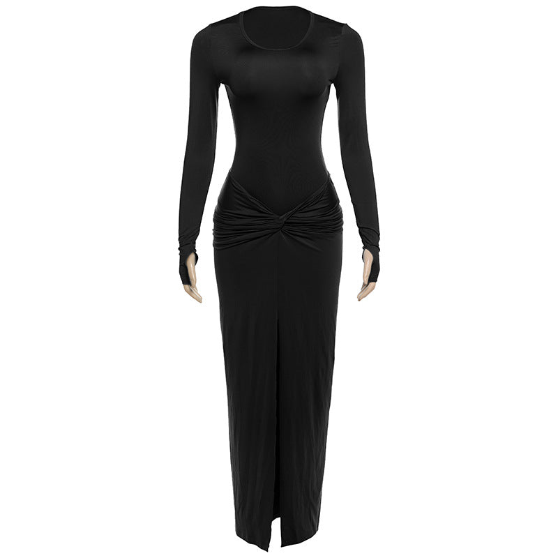 Damer elegant Maxikjole med figurformende snit og raffineret drapering Stilla