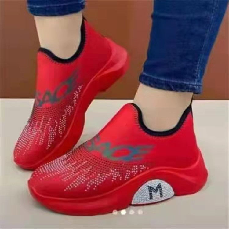 Dame Sneakers med elastisk overdel og funklerende strass-applikation Stilla