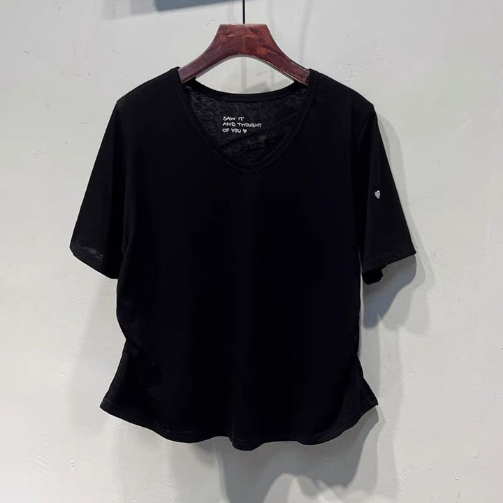 Dame Relaxed Fit V-Hals Korte Ærmer T-Shirt Stilla