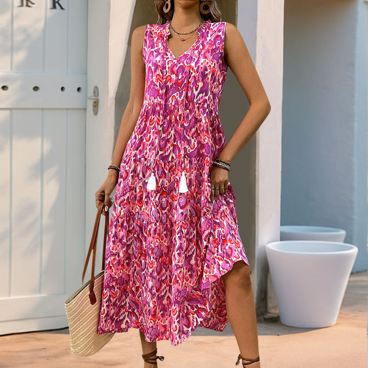 Femme Bohemian Lag Maxi Kjole med dekorative Kvaster Stilla