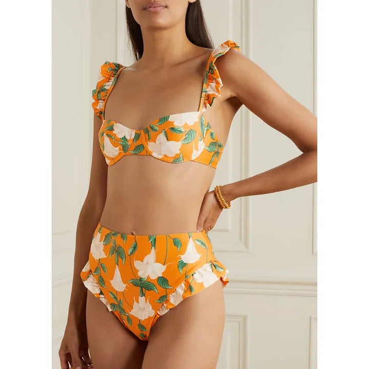 Dame Bikiniset med voluminøse flæseelementer Skovae