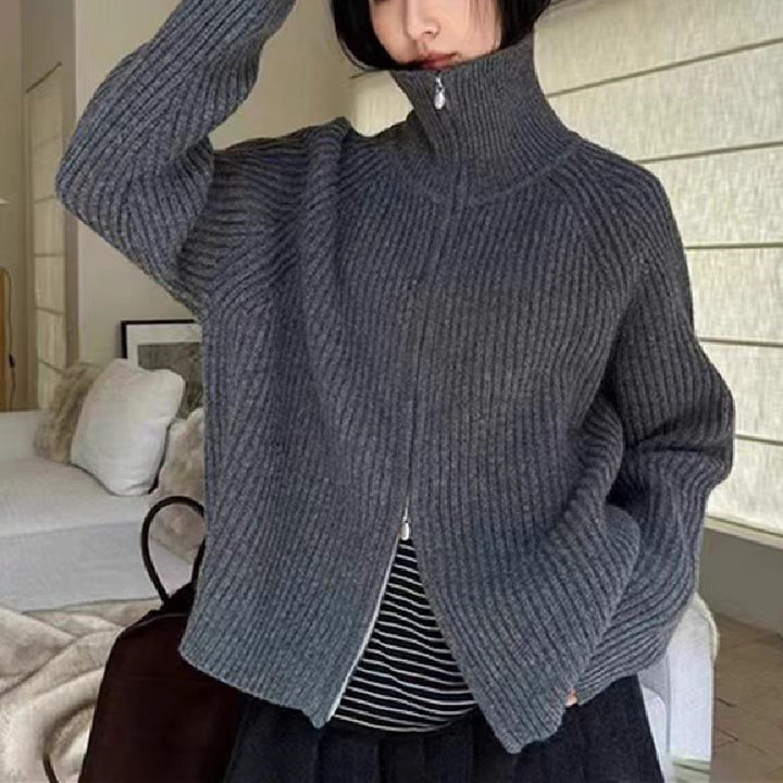 Kvinder cardigan med fastgjort lynlås og oversized snit Stilla