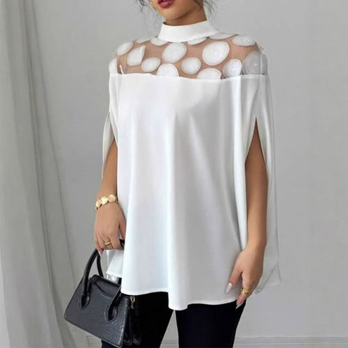 Damebluse med raffineret gennemsigtighed-design og flæseærmer Stilla