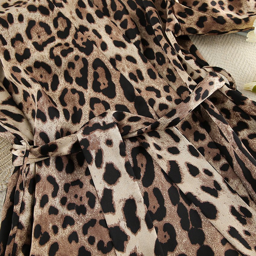 Dame Badetøj sæt med leopardmønster og kimono-lignende overdel Stilla