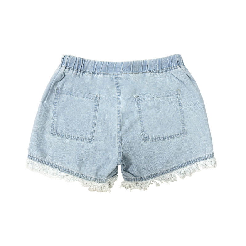 Dame Denim shorts med kreative lommer Skovae