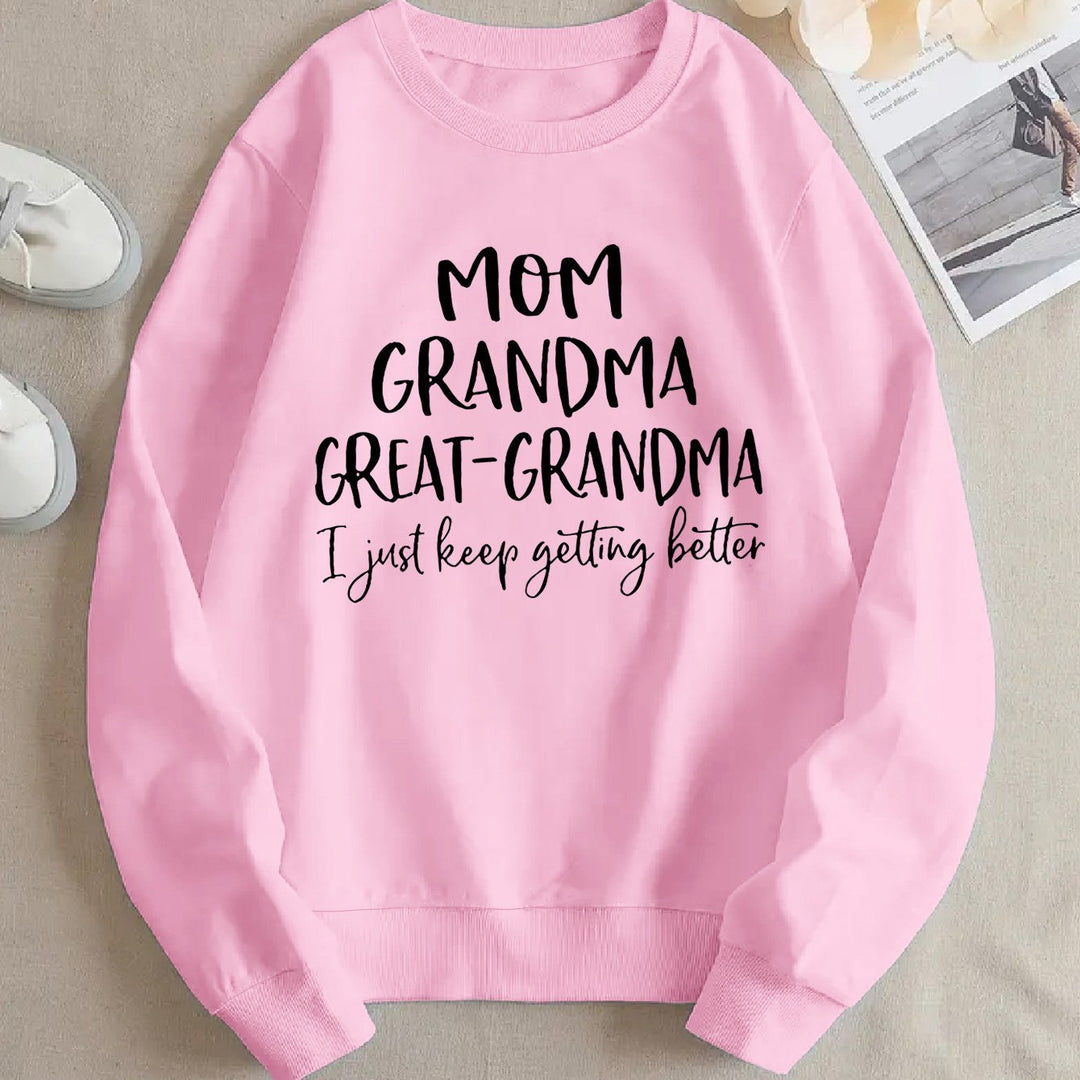 Kvinders sweatshirt med kreativ familieprint og komfortabel pasform Stilla
