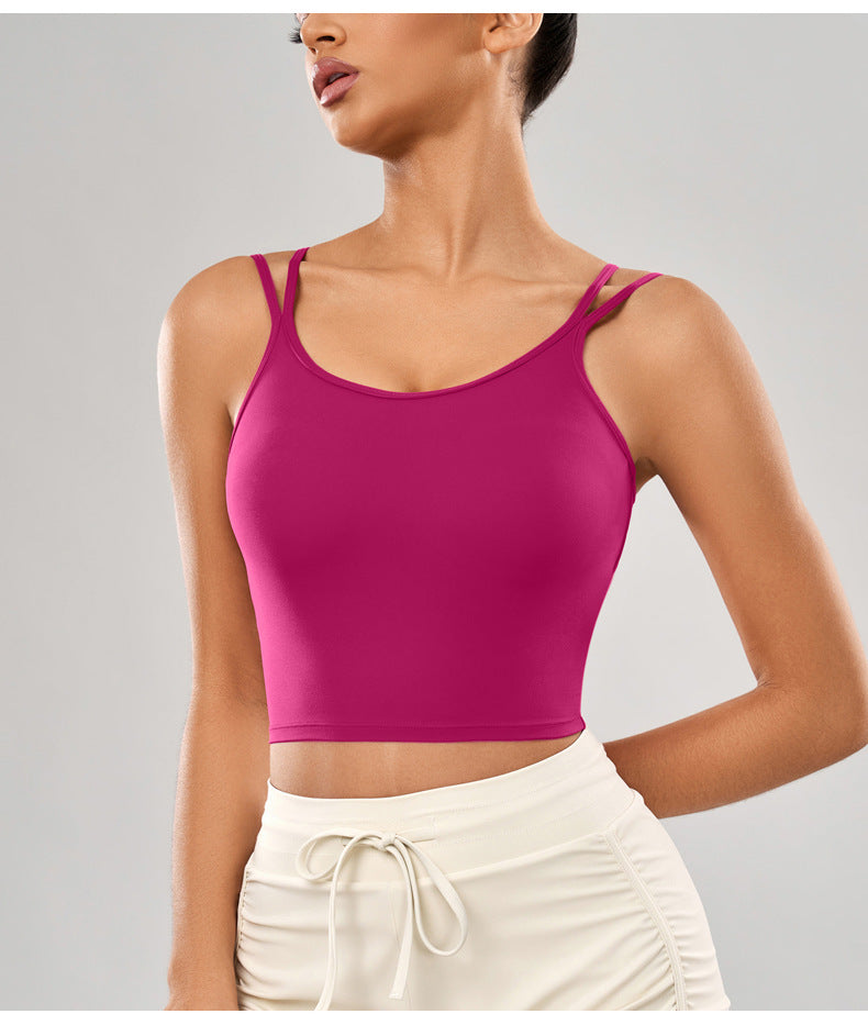 Dame Sporty Crop-Top med justerbare spaghettistropper Stilla