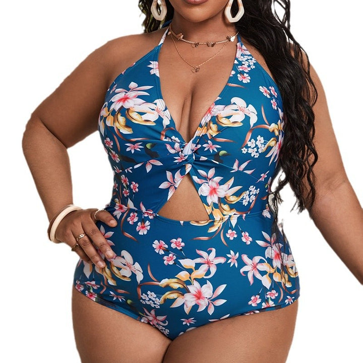 Dame One-Piece Badedragt med blomsterudskæringsdesign og elegant knudedetaljer Skovae
