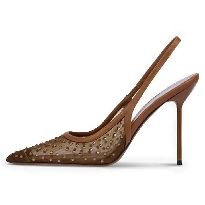 Dame High-Heel Slingback Pumps med Nitteaccent Stilla