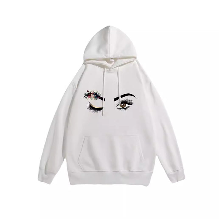 Dame Hoodie med Kreativt Øje Motiv Skovae
