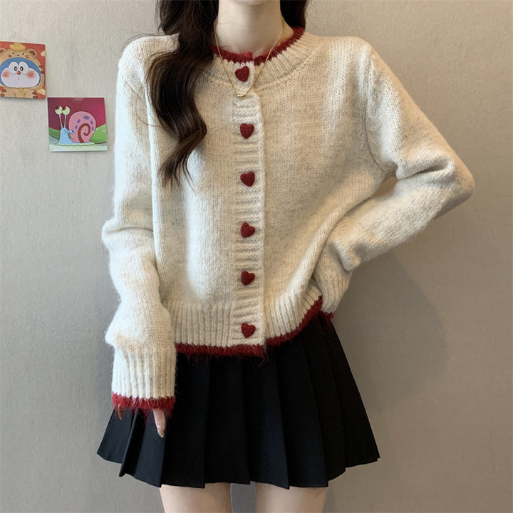 Damer cardigan med hjerteknapper Stilla