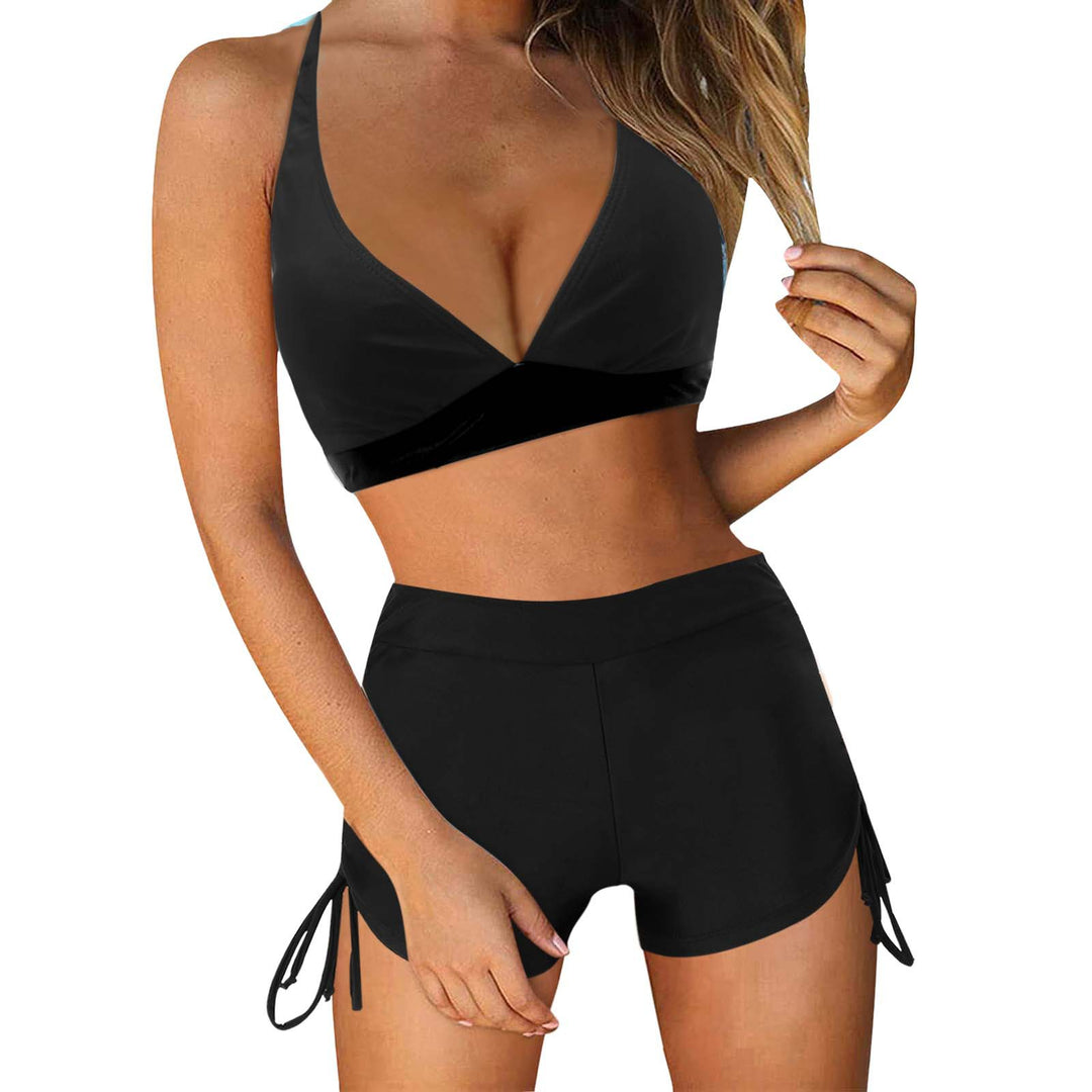 Dame Sporty bikini sæt med moderigtig høj talje og sidesnor bånd Skovae