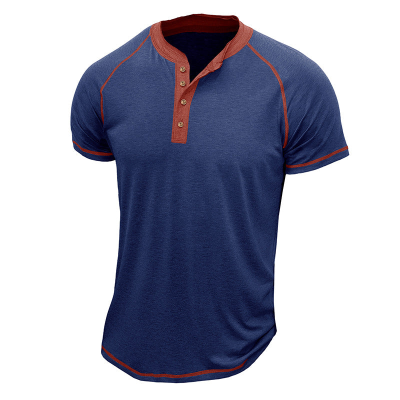 Herrer Kortærmet Henley-T-shirt med kontrastdetaljer og slidstærkt stof Stilla
