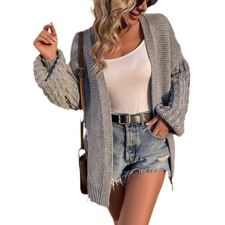 Dame chunky strik cardigan med åbne front og fashionable kabelmønstre Stilla