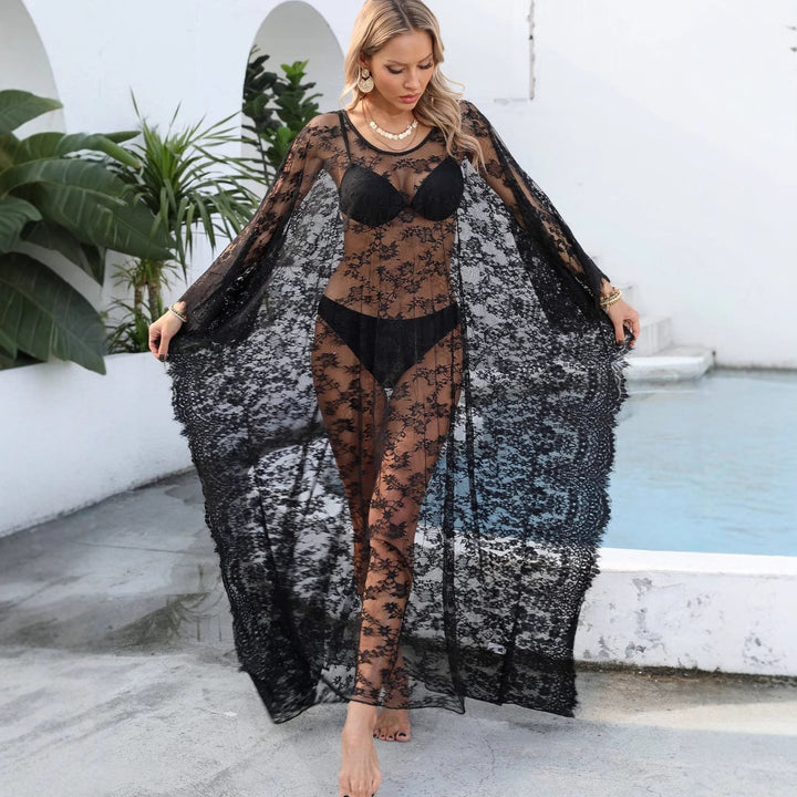 Femme Gennemsigtig Spids Overdel Kimono Stilla