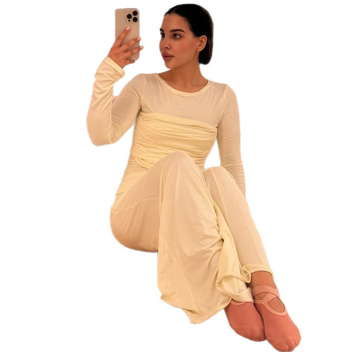 Dame Sporty Jumpsuit med Rynker og Lange Ærmer Stilla