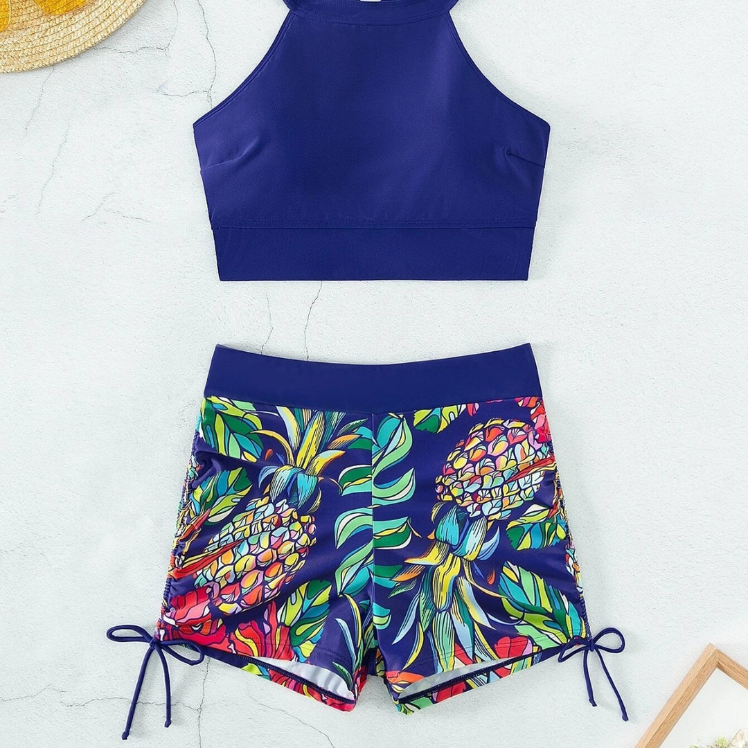 Dame Sporty Bikini-sæt med crop-top og afslappede shorts Stilla