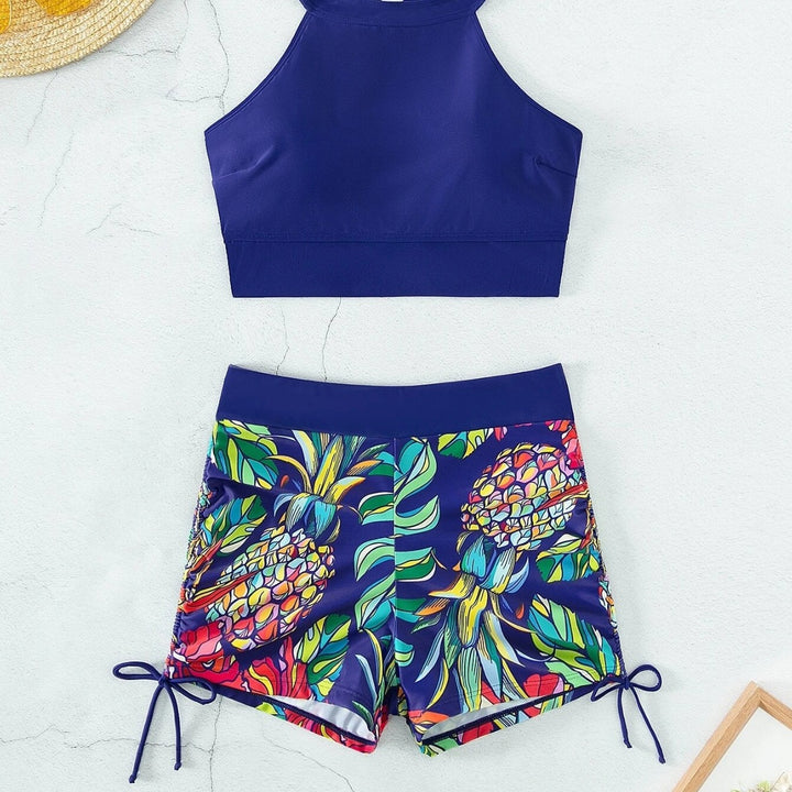 Dame Sporty Bikini-sæt med crop-top og afslappede shorts Stilla