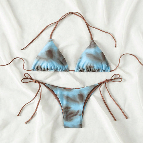 Dame Triangel Bikini med justerbare bindebånd og raffineret flæse-design Skovae