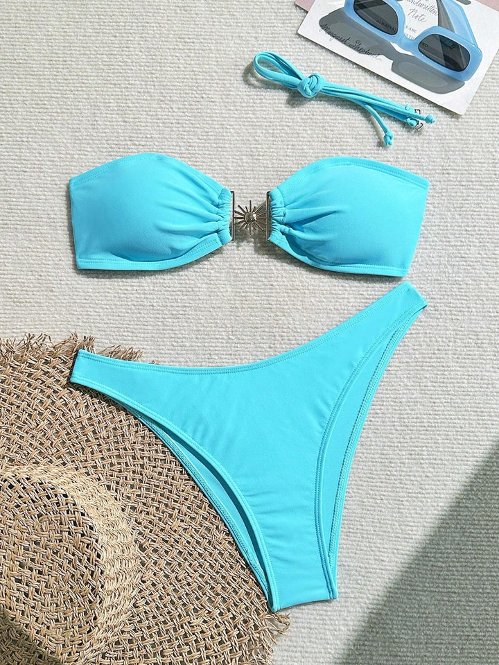 Dame Bandeau-bikini med dekorativ smykke detalje Skovae