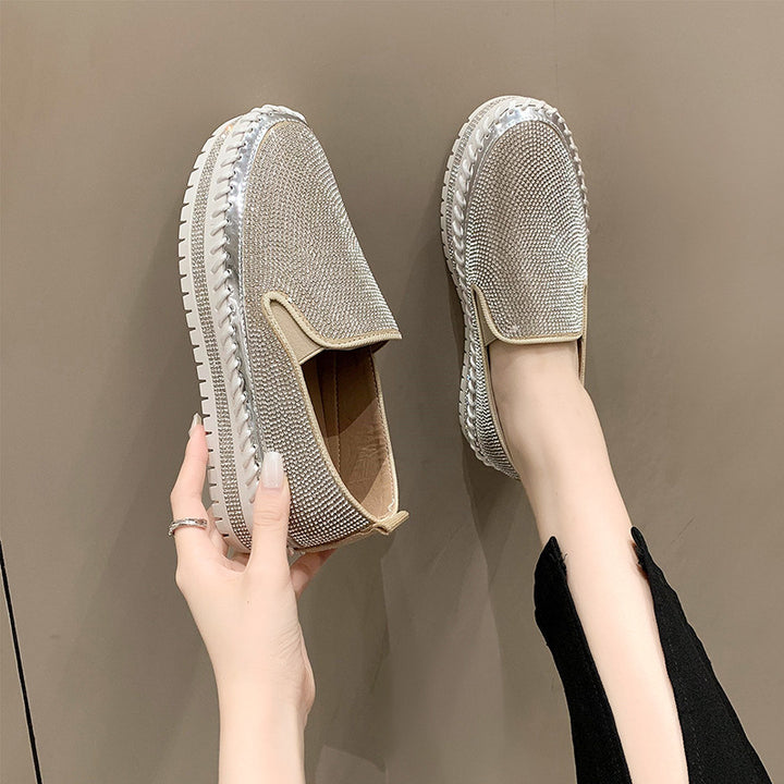 Dame Slip-On Sneakers med funkende strassdesign og skridsikre profilsål Stilla
