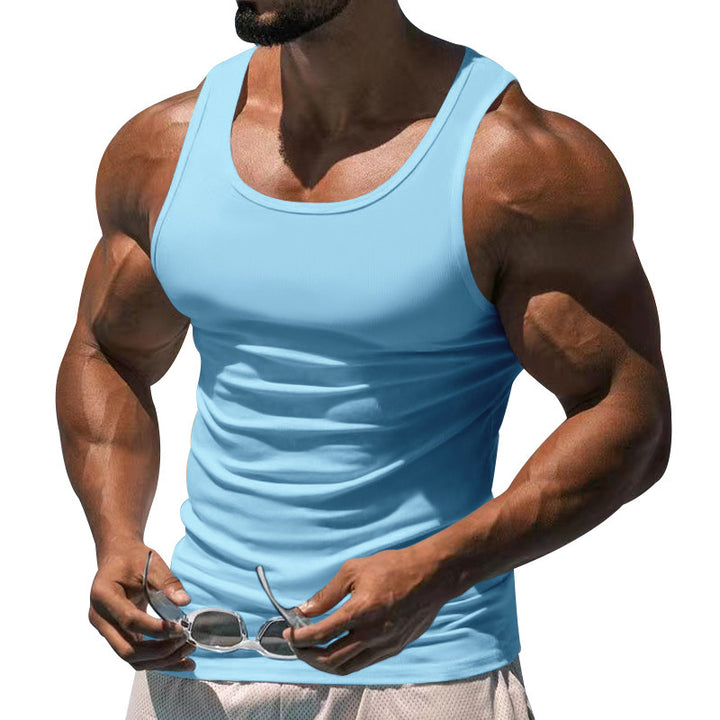 Herren nan figurbetonet funktionelt tanktop med høj armudskæring og stretch jersey Skovae