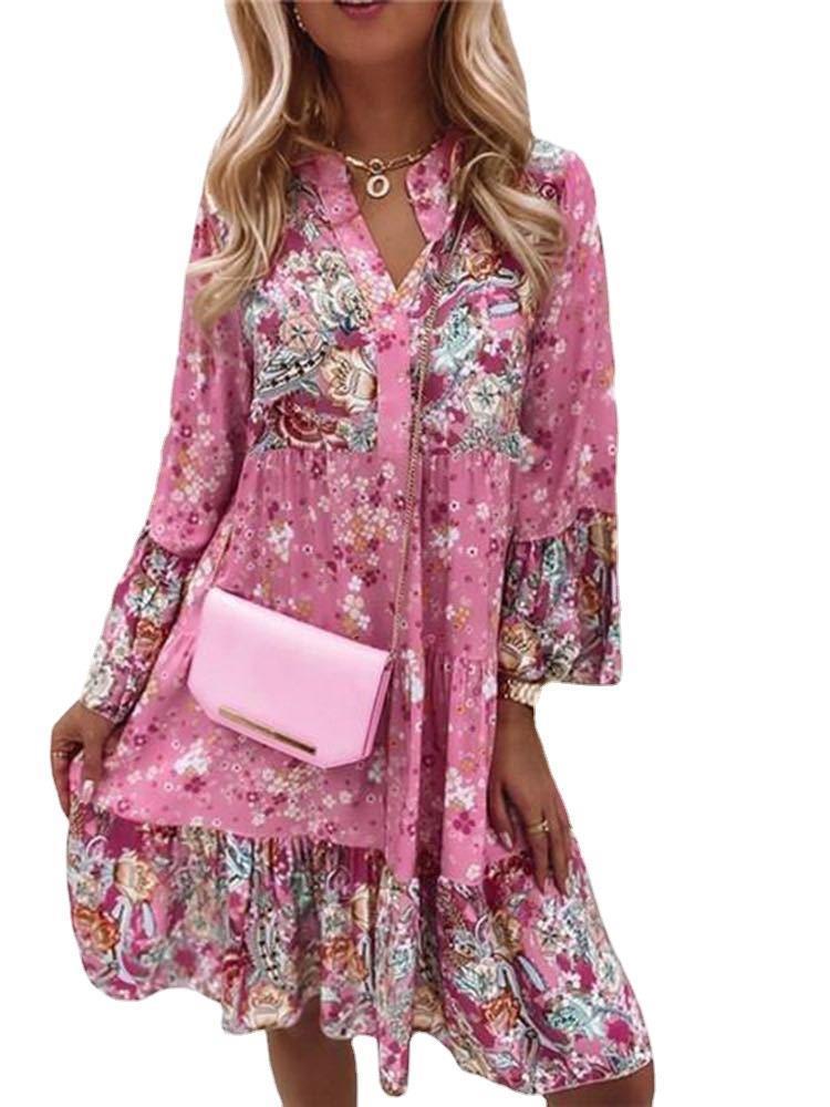 Dame blomsterprint kjole Stilla
