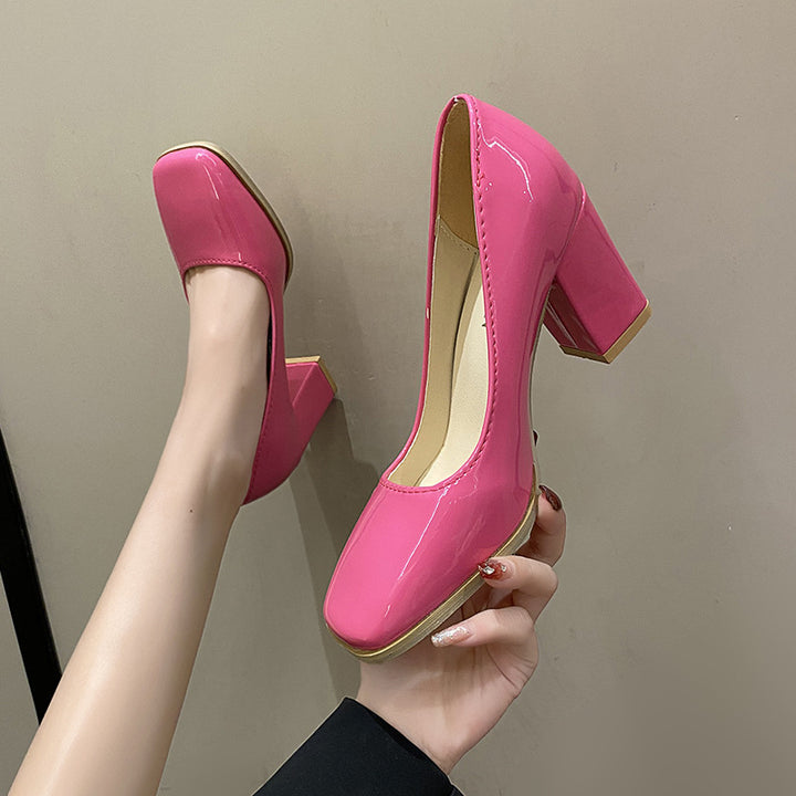 Dame elegante pumps med kvadratisk tåhætte og høj blokhæl Stilla