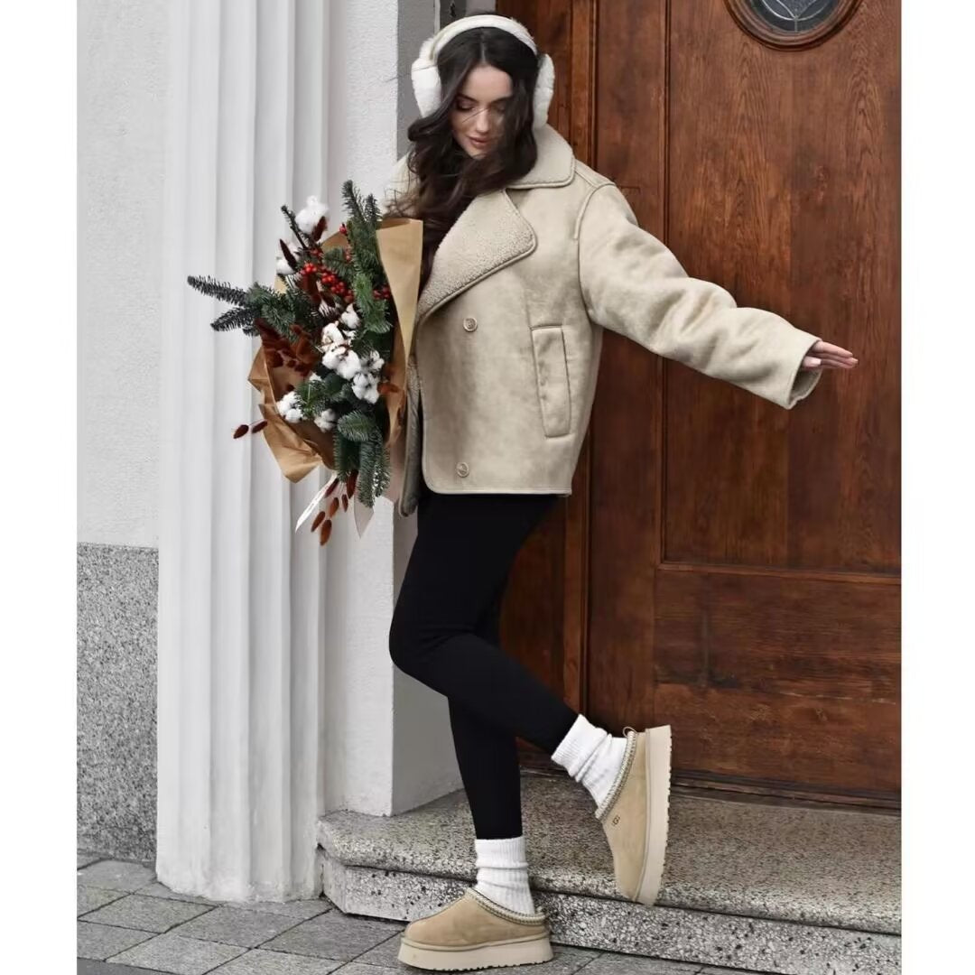 Kvinders hyggelige jakke med faux fur krave Stilla