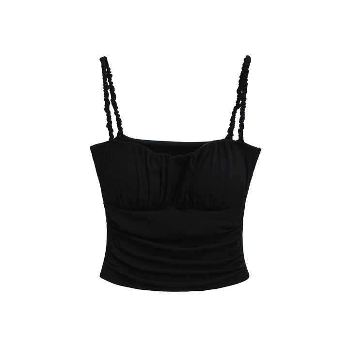 Dame Sporty Crop-Top med rynket detalje og justerbare spaghetti stropper Stilla